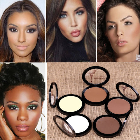 New Fashion Foundation Natural Concealer Brighten Shimmer Dark Skin Face Powder Contour Shimmer Bronzer Highlighter Makeup