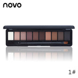 NOVO Brand Fashion 10 Colors Shimmer Matte Eye Shadow Makeup Palette Light Eyeshadow Natural Make Up Cosmetics Set With Brush