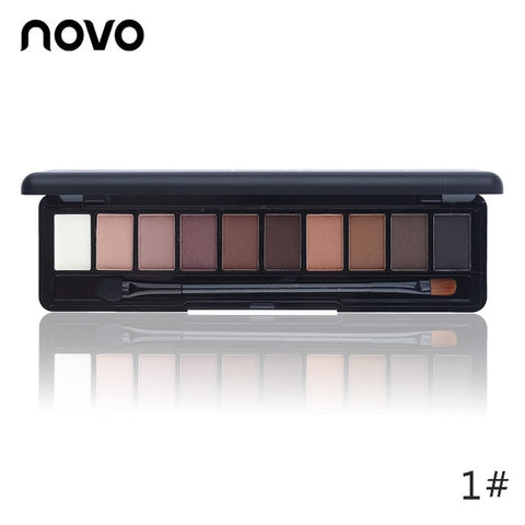 NOVO Brand Fashion 10 Colors Shimmer Matte Eye Shadow Makeup Palette Light Eyeshadow Natural Make Up Cosmetics Set With Brush