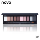 NOVO Brand Fashion 10 Colors Shimmer Matte Eye Shadow Makeup Palette Light Eyeshadow Natural Make Up Cosmetics Set With Brush