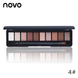 NOVO Brand Fashion 10 Colors Shimmer Matte Eye Shadow Makeup Palette Light Eyeshadow Natural Make Up Cosmetics Set With Brush