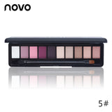 NOVO Brand Fashion 10 Colors Shimmer Matte Eye Shadow Makeup Palette Light Eyeshadow Natural Make Up Cosmetics Set With Brush