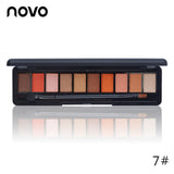 NOVO Brand Fashion 10 Colors Shimmer Matte Eye Shadow Makeup Palette Light Eyeshadow Natural Make Up Cosmetics Set With Brush