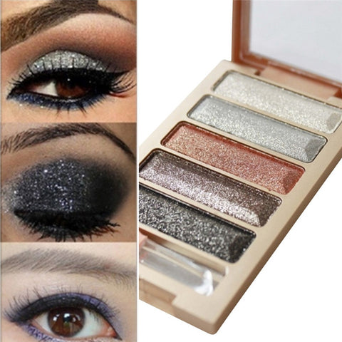 Hot Fashion Novelty New 5 Color Glitter Eyeshadow Makeup Eye Shadow Palette Water-Resistant Brighten 2018 Anne