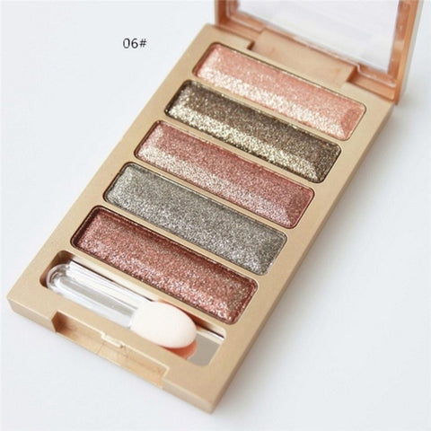 Hot Fashion Novelty New 5 Color Glitter Eyeshadow Makeup Eye Shadow Palette Water-Resistant Brighten 2018 Anne