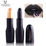 2018 Fashion Matte Lips Stick Color Cosmetics Long Lasting Pigment Miss Rose Brand Waterproof Shimmer Gold Black Lipstick Makeup