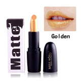 2018 Fashion Matte Lips Stick Color Cosmetics Long Lasting Pigment Miss Rose Brand Waterproof Shimmer Gold Black Lipstick Makeup