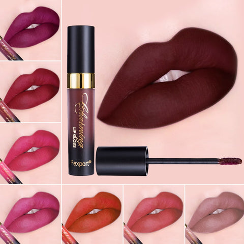Fexport Cosmetics 12Color Fashion Liquid Matte Lipstick Longlasting Makeup Nude Longwear Lip Gloss for Wholesale Maquiagem F6101