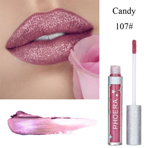 New Sexy Makeup Lip Gloss PHOERA 1PC Matte Glitter Liquid Lipstick Waterproof Lip Gloss Fashion Matte Lipstick Liquid Cosmetic 5