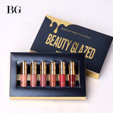 BEAUTY GLAZED 6 Colors Matte Lipstick Set Waterproof Long Lasting Lip Gloss Nude Velvet Pigment Batom Women Fashion Lip Makeup